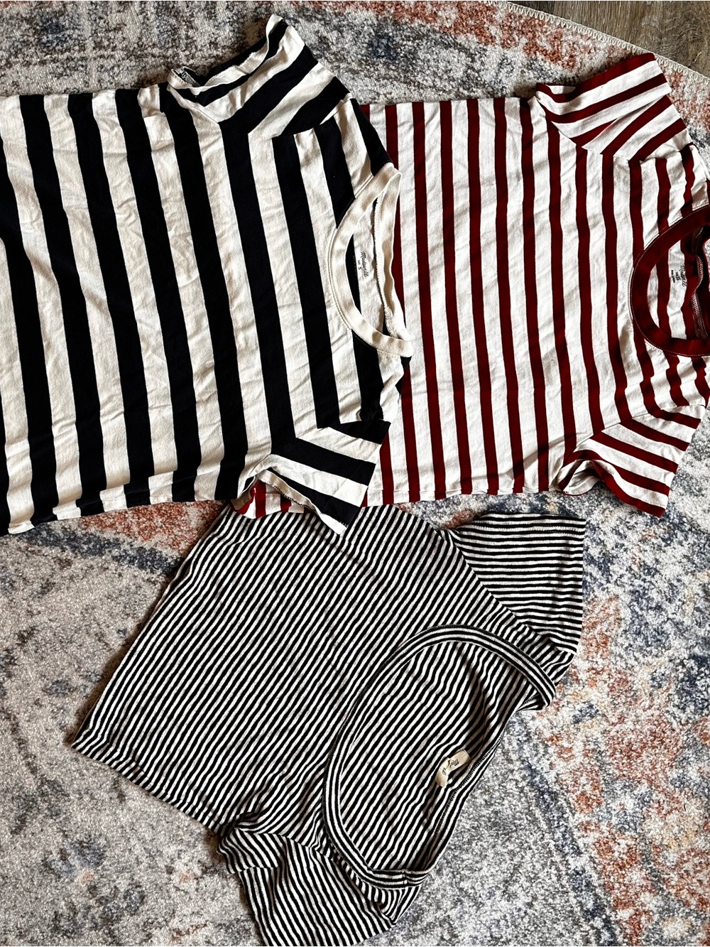 Madewell Striped Short Sleeve Tees in Red, Navy & Cream